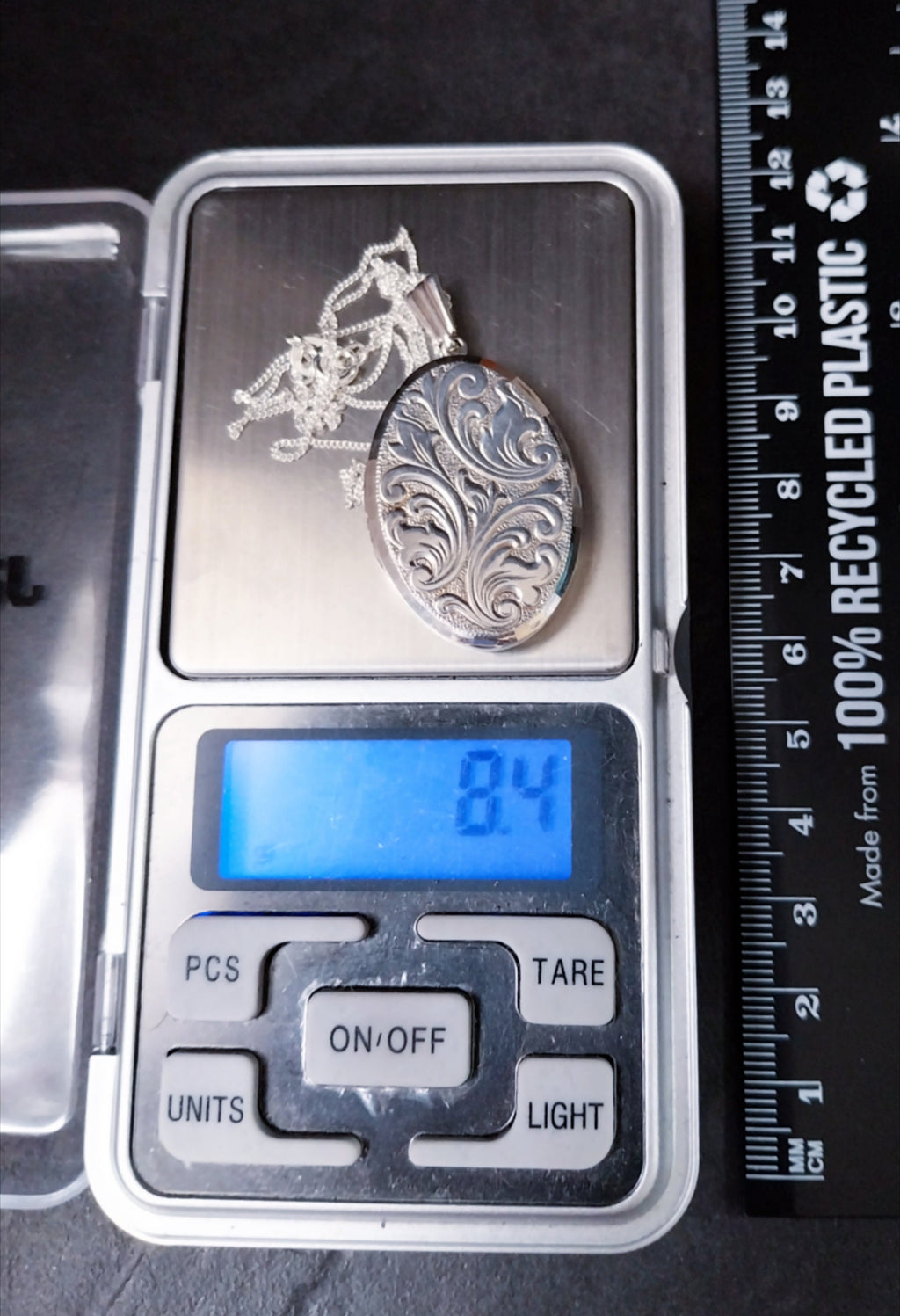 Large Georg Jensen OVAL LOCKET Necklace - with 18" Chain - Sterling Silver - 8.4g