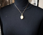 ANTIQUE Oval Wide LOCKET  - Pinchbeck Gilt on 18" Chain - 8.4g