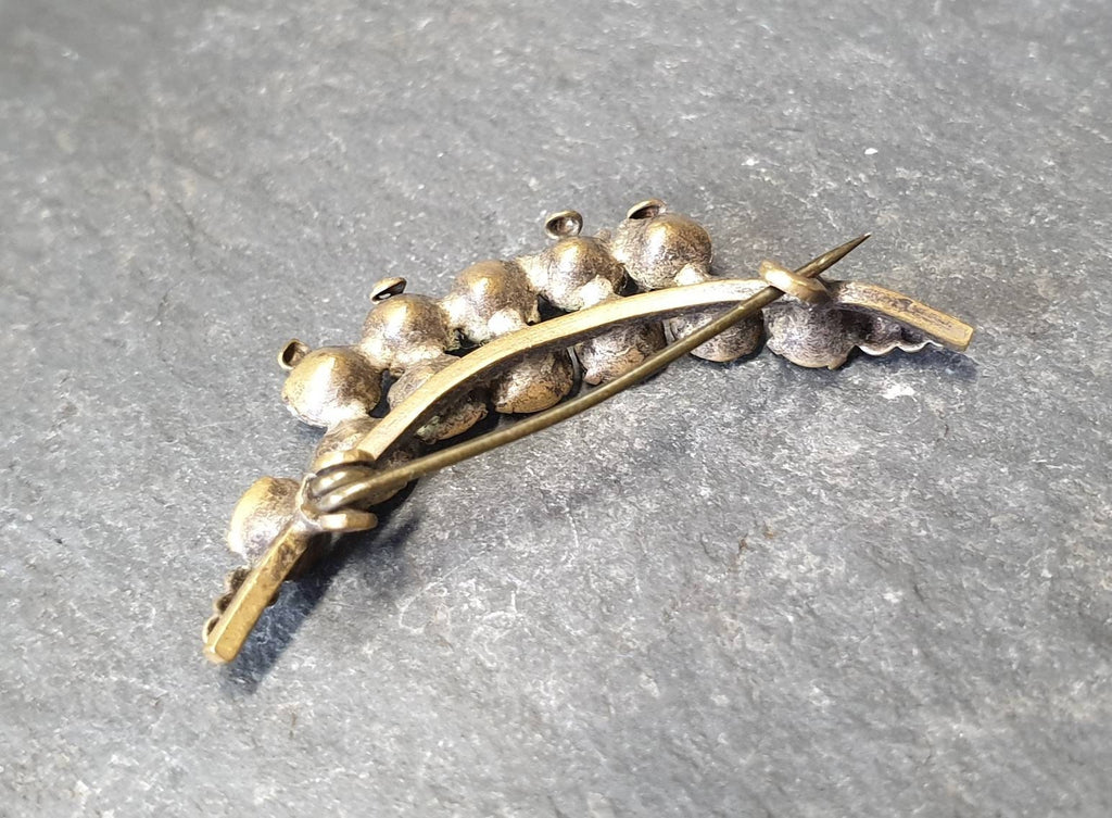 Antique Edwardian Crescent Moon BROOCH - Paste Stones - 2.7g