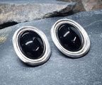 Vintage Art Deco 800 Continental Silver Earrings - Clip On studs - 11.8g