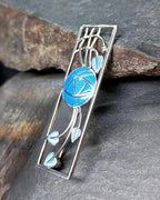 Vintage Blue Rose Brooch - Mackintosh Rose Enamelled by Sea Gems - 5g