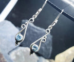 Sterling Silver Dangle Earrings - with Turquoise Blue Stone - 2.4g