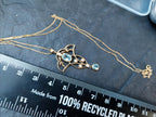 Vintage 9ct Gold Blue Topaz and Seed Pearl Pendant Necklace on 18" chain - 2.8g