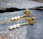Vintage Pearl Drop Earrings - Gold Tone - 2.5g