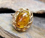 Vintage 9ct GOLD FIRE AMBER Ring - Size uk Q (us 8) - 2.5g