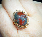 Vintage 9ct Gold MOSS AGATE Ring - Dendritic - Size uk N 1/2 (us 7) - 3.7g