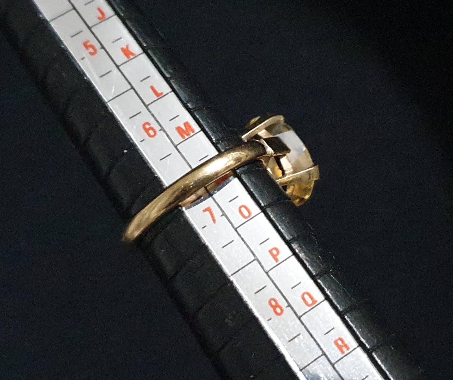 Vintage 9ct GOLD RING Golden Citrine - Size uk N (us 6.75) - 3.8g