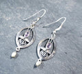 Sterling Silver CELTIC ROSE Dangle Earrings - with Purple amethyst Stone - 4.2g
