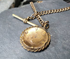Antique Dog Clip Chain with Photo Locket Fob and T Bar - Pinchbeck 16"  - 25.9g