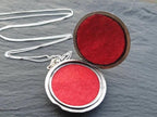 Huge Silver CIRCULAR LOCKET Necklace - Double Rose with 20" Chain - Joseph Smith - 10.9g