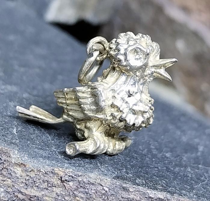 Vintage SILVER Bird on Branch CHARM - Pendant - 4.8g