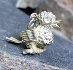 Vintage SILVER Bird on Branch CHARM - Pendant - 4.8g