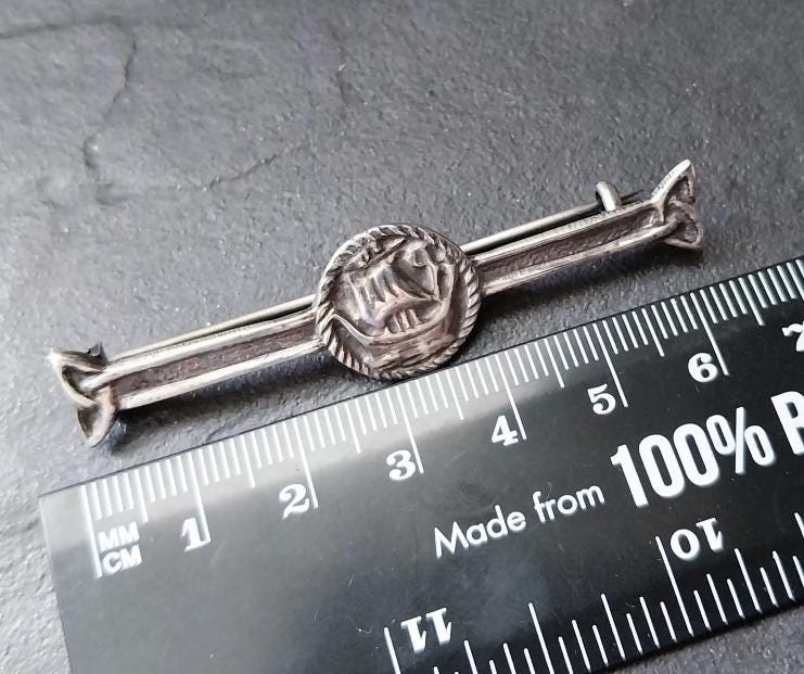 Vintage Sterling Silver Viking Ship Brooch Pin - Edinburgh circa 1937 - 7.5g