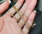 9ct GOLD CHAIN, Twisted Rope Singapore Curb Necklace 18.5" - Hallmarked - 3.9g