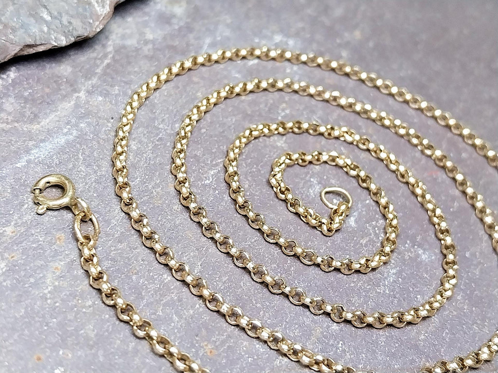 Vintage 9ct GOLD BELCHER Chain Necklace, 23" Long  Hallmarked - 6.8g