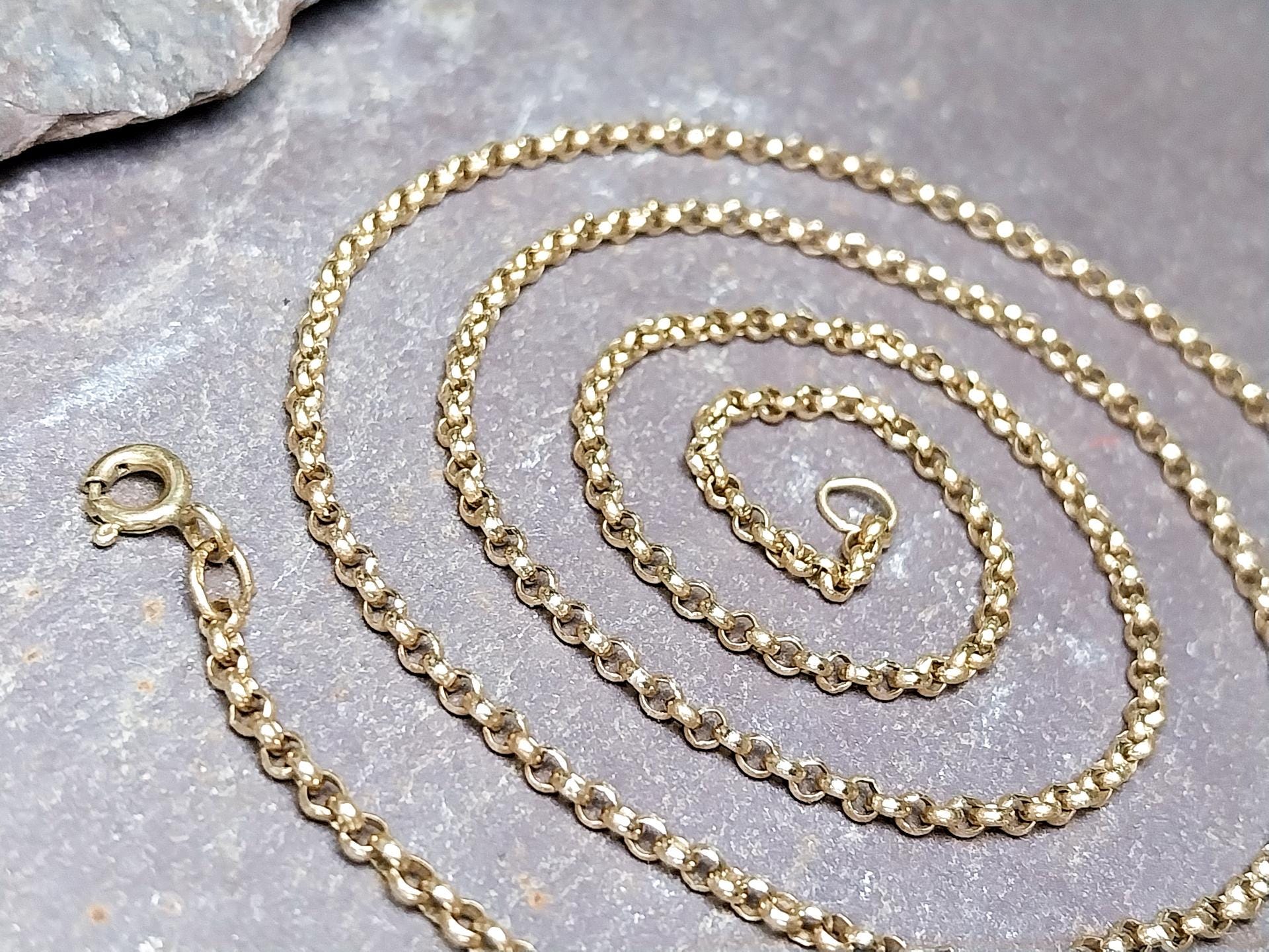 Vintage 9ct GOLD BELCHER Chain Necklace, 23" Long  Hallmarked - 6.8g