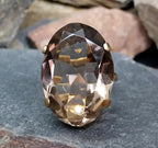 Huge 9ct GOLD Smoky Quartz Gemstone Ring - Size uk O (us 7) - 8.2g