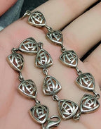 Vintage Celtic Sterling Silver Bracelet - Sea Gems Mackintosh Rose - 17.5cm - 9.5g
