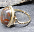 Vintage 9ct Gold MOSS AGATE Ring - Dendritic - Size uk Q (us 8) - 3.4g
