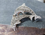 Vintage Sterling Silver Dolphin BROOCH  - Pin 5.9g