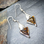 Vintage Sterling Silver AMBER EARRINGS - Dangling  - 4.6g