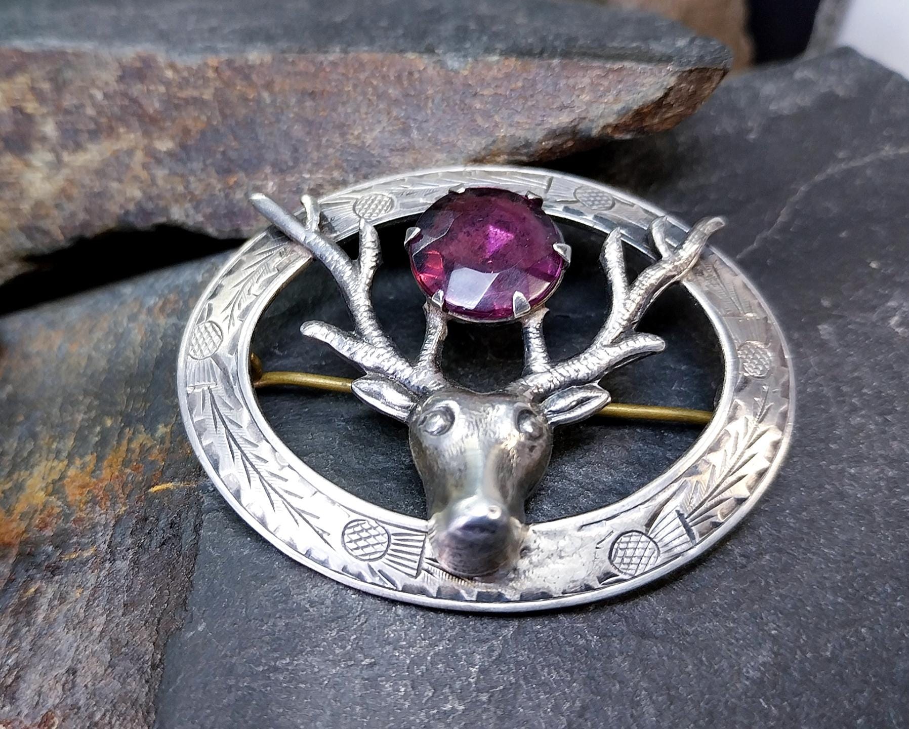 Vintage STAG Brooch - Sterling Silver c 1948 - 10.9g