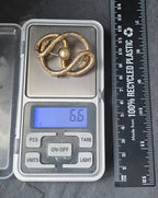 Antique 9ct Rolled Gold Infinity Lovers Knot with Pearl  - 6.6g