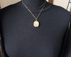 ANTIQUE Rectangular Oval LOCKET - Pinchbeck Gilt on 18" Chain - 7.9g
