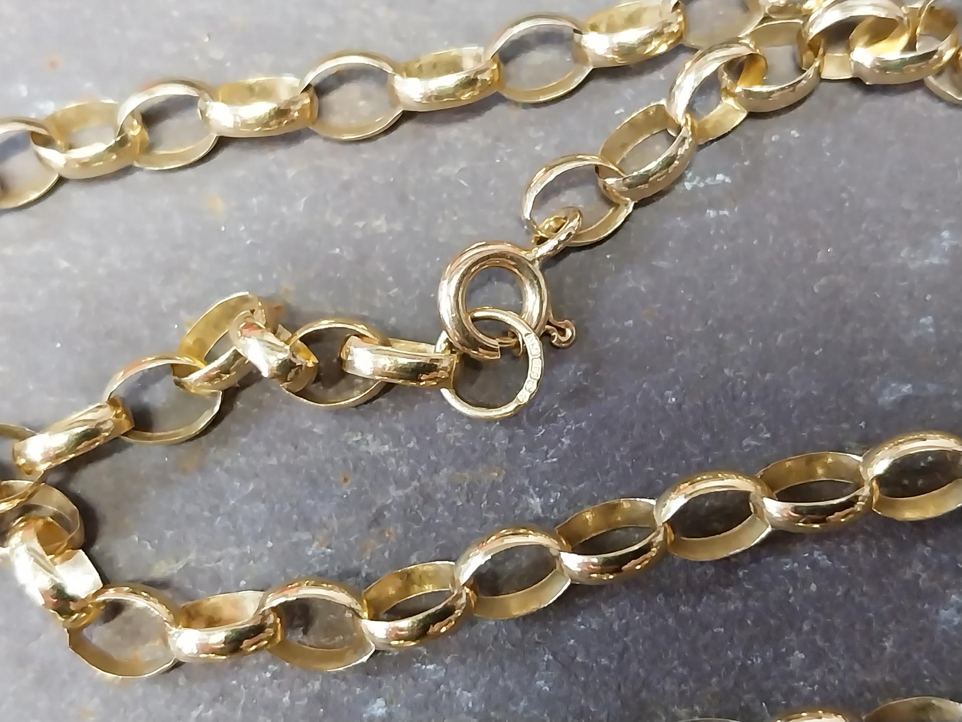 Vintage 9ct GOLD Belcher Chain Necklace, 20" Long  Hallmarked - 10.2g