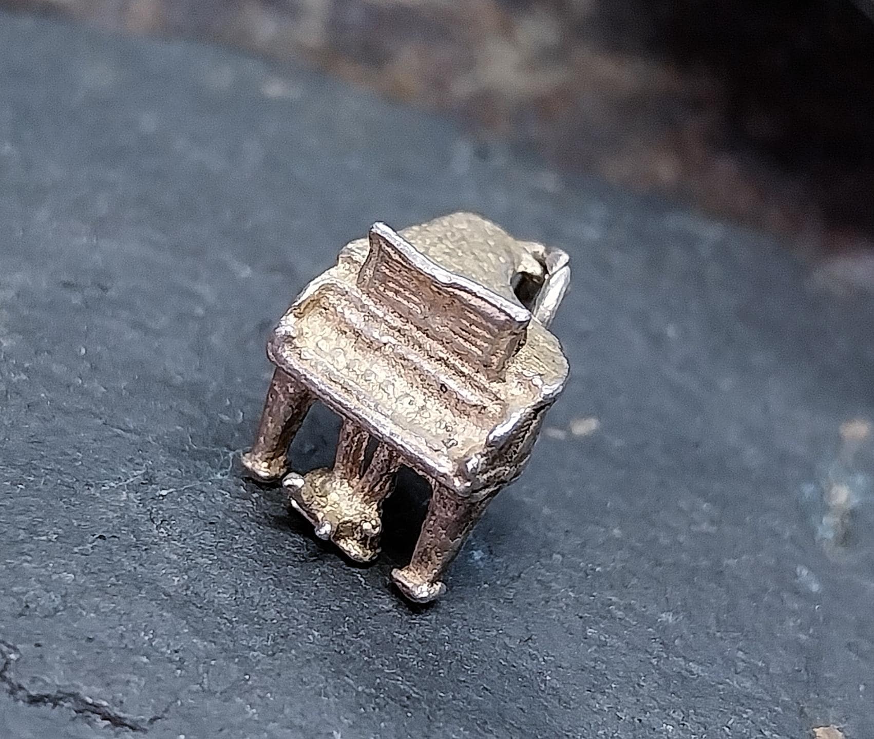 Vintage Silver PIANO Charm - Musical Instrument for bracelet or miniature model - 1.7g