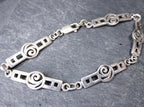 Vintage Celtic Sterling Silver Bracelet - Mackintosh Rose Links - 19cm - 10.6g