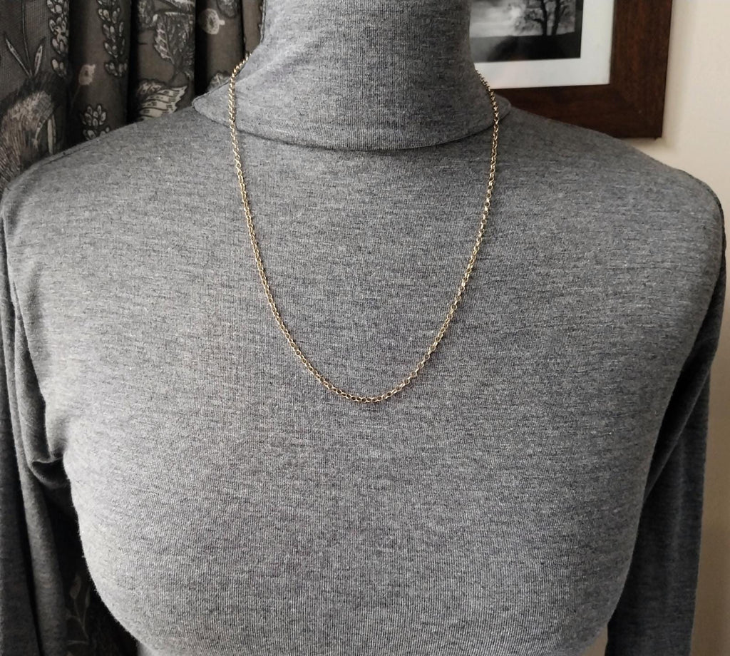 Vintage 9ct GOLD BELCHER Chain Necklace, 23" Long  Hallmarked - 3.1g