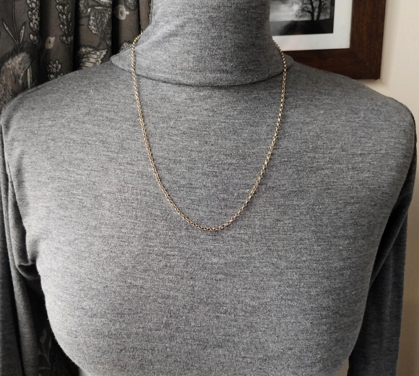 Vintage 9ct GOLD BELCHER Chain Necklace, 23" Long  Hallmarked - 3.1g