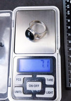 Vintage SILVER Moss Agate RING Magnus Maximus Designs Edinburgh - uk size R (us 8.5) - 7.1g
