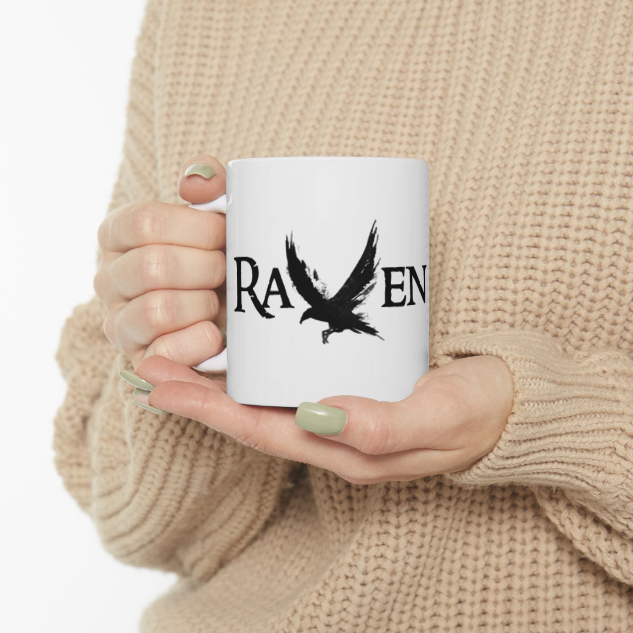RavenFalls Mug - Coffee Tea Black & white 11oz