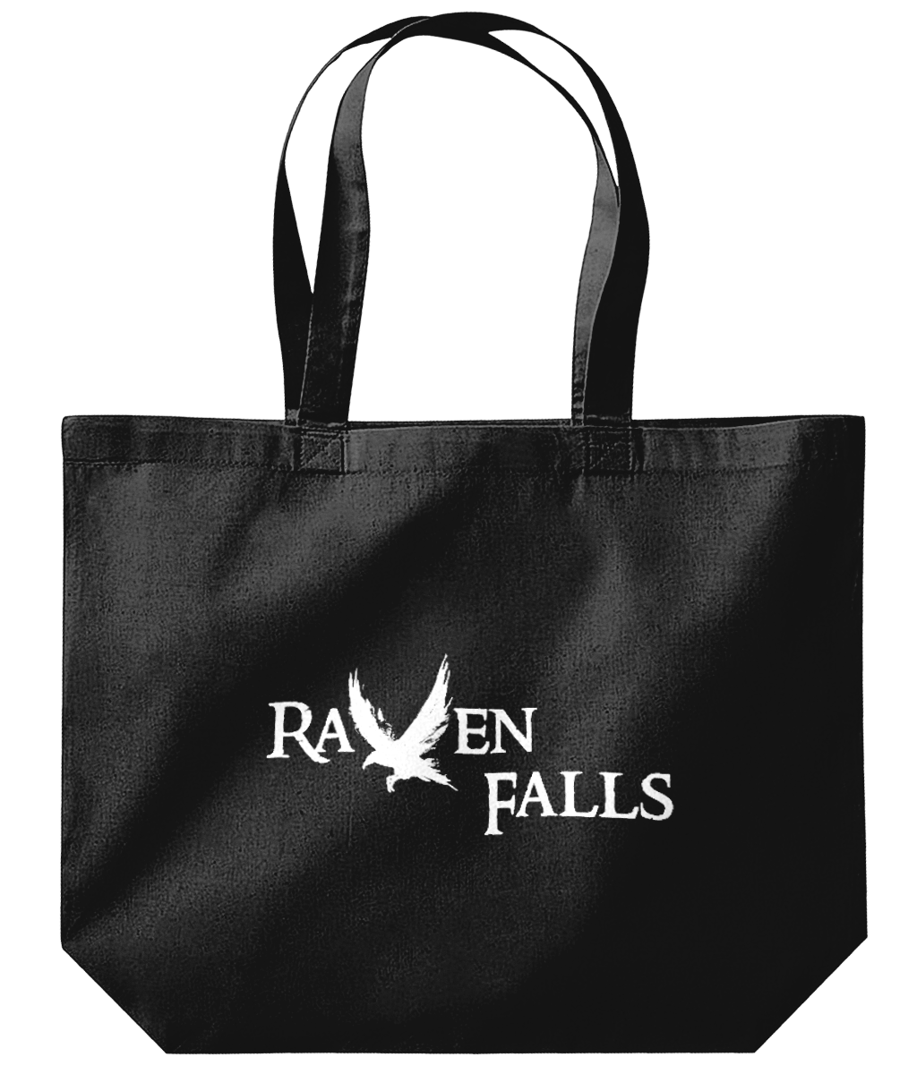 RRavenFalls Organic Cotton Maxi Tote Shopping Bag - Black Large 18 Litres