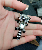 BUTLER & WILSON Moving Racoon Brooch - Articulated -  12.8g