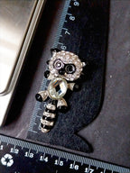 BUTLER & WILSON Moving Racoon Brooch - Articulated -  12.8g