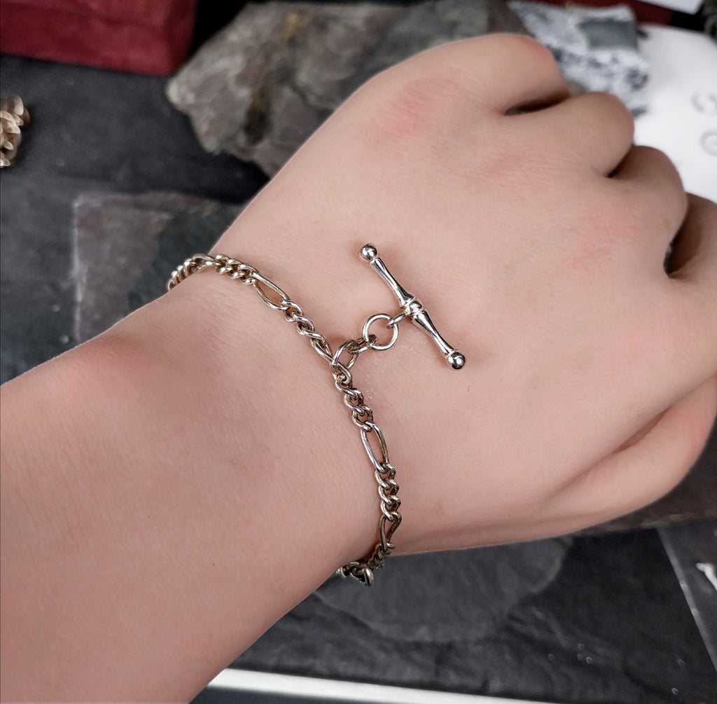 Vintage Sterling Silver T Bar Bracelet - 18cm - 7.2g