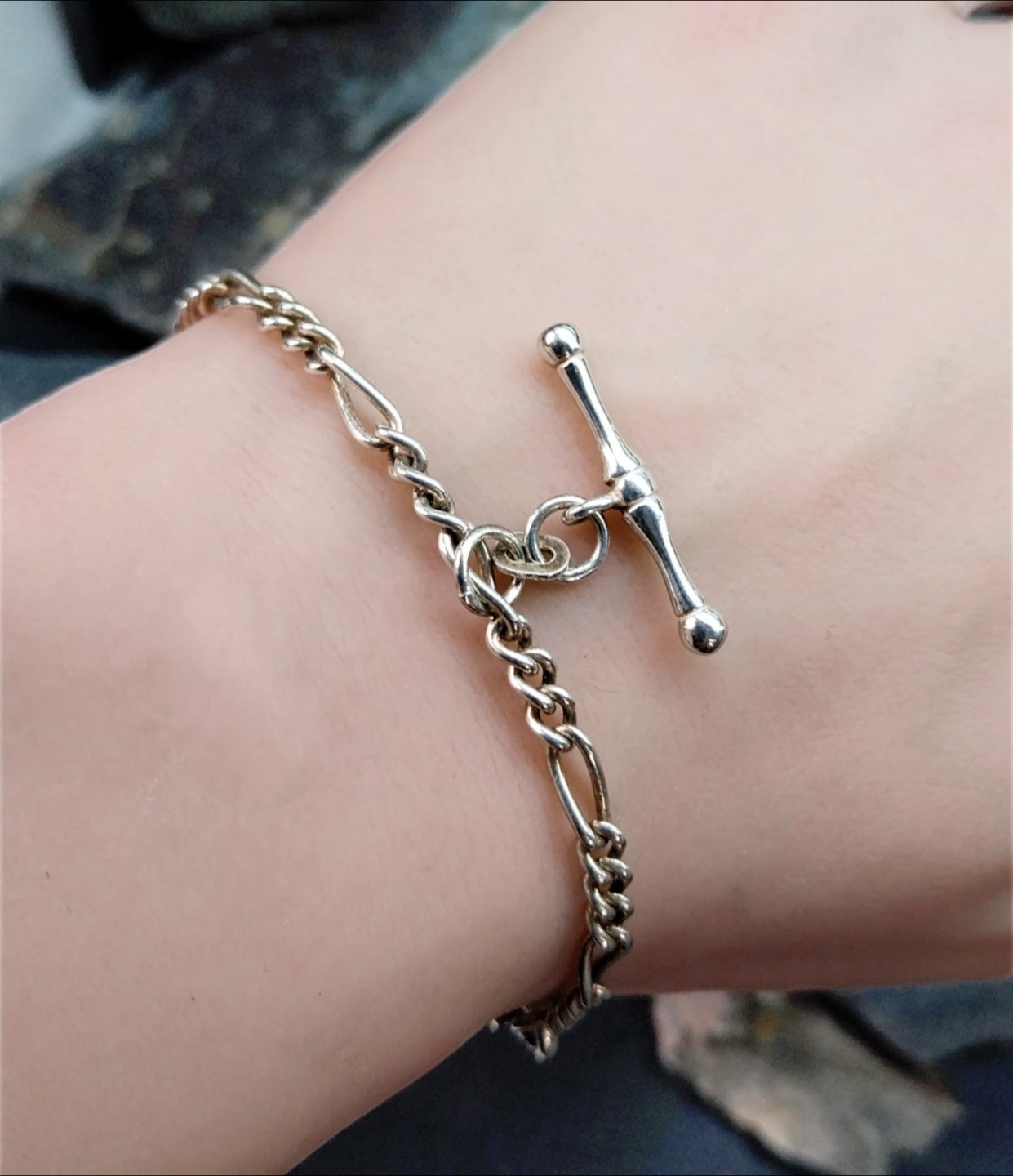 Vintage Sterling Silver T Bar Bracelet - 18cm - 7.2g