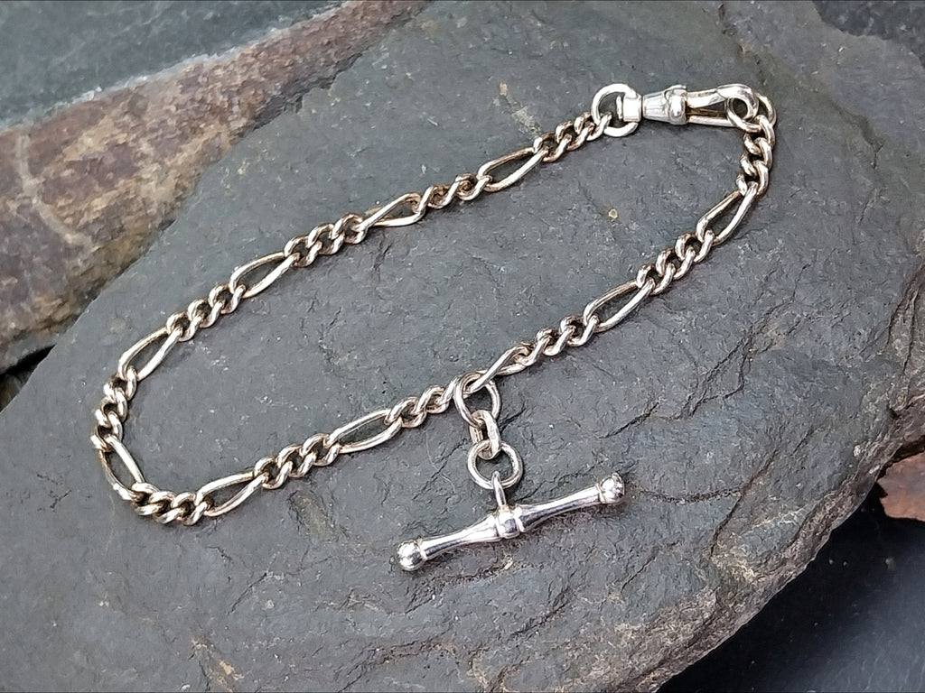 Vintage Sterling Silver T Bar Bracelet - 18cm - 7.2g