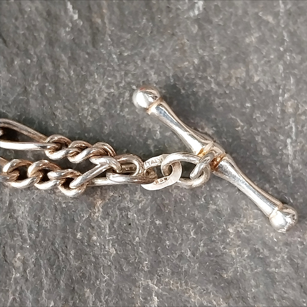 Vintage Sterling Silver T Bar Bracelet - 18cm - 7.2g