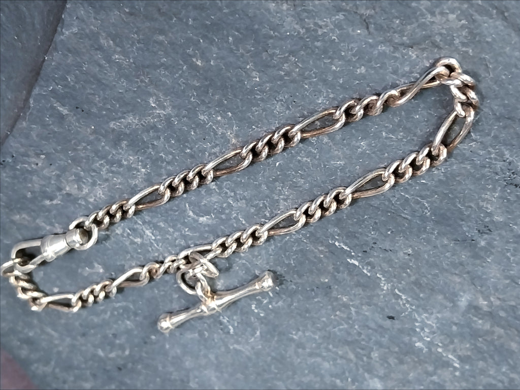 Vintage Sterling Silver T Bar Bracelet - 18cm - 7.2g