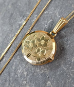 GEORG JENSEN 9ct Gold  Three Flower Locket - with 18" Gold Chain - 3.3g