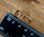 Vintage 9ct Gold Triple Hoop EARRINGS - butterfly backs - 1.6g