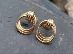 Vintage 9ct Gold Triple Hoop EARRINGS - butterfly backs - 1.6g