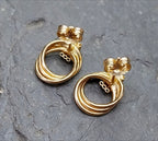 Vintage 9ct Gold Triple Hoop EARRINGS - butterfly backs - 1.6g