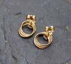 Vintage 9ct Gold Triple Hoop EARRINGS - butterfly backs - 1.6g