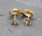 Vintage 9ct Gold Triple Hoop EARRINGS - butterfly backs - 1.6g