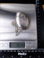 Victorian Sterling Silver Monogram LOCKET - c1876 Blanckensee & Levetus with 20" Chain - 16.4g